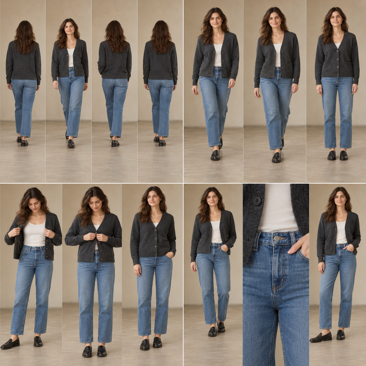 Walk & Return Loop: photographic poses illustrating Approach → pause → turn → return